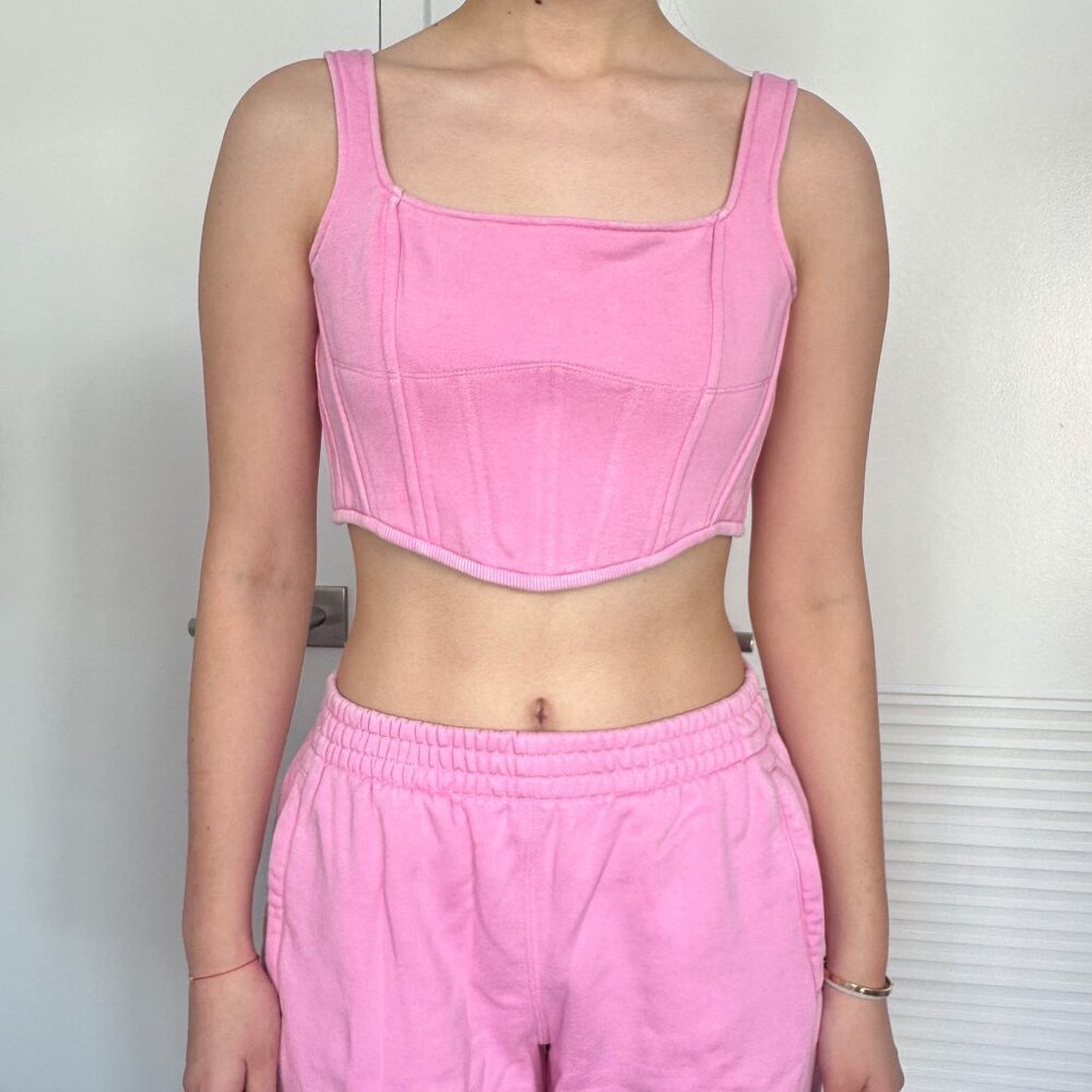 Corset Crop Top in Bubblegum Pink — size XXS (fits XS)